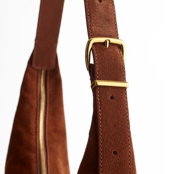 Madewell Chocolate Suede Crescent Shoulder Bag - Picture 4 of 6